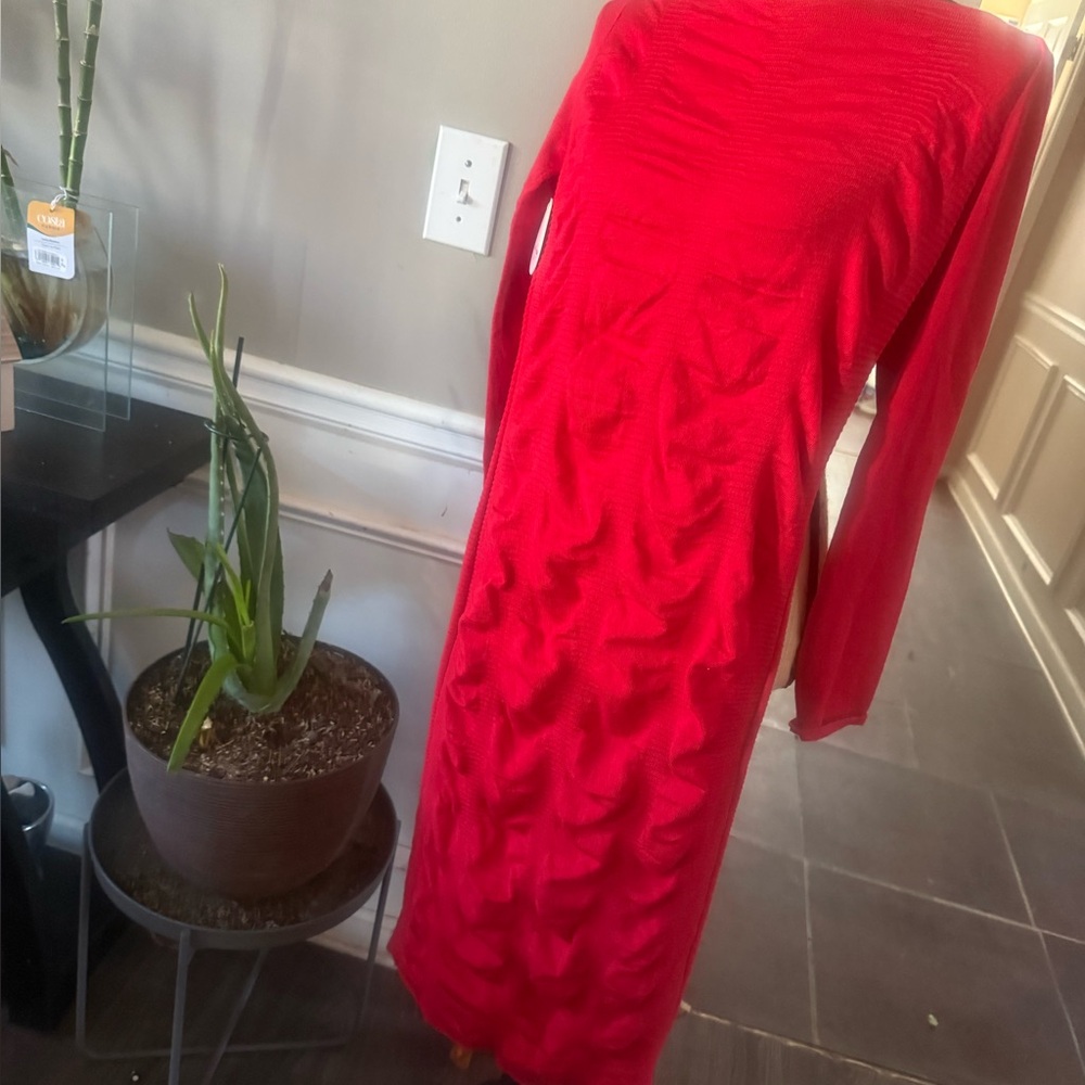 Elegant Red Long Sleeve Dress